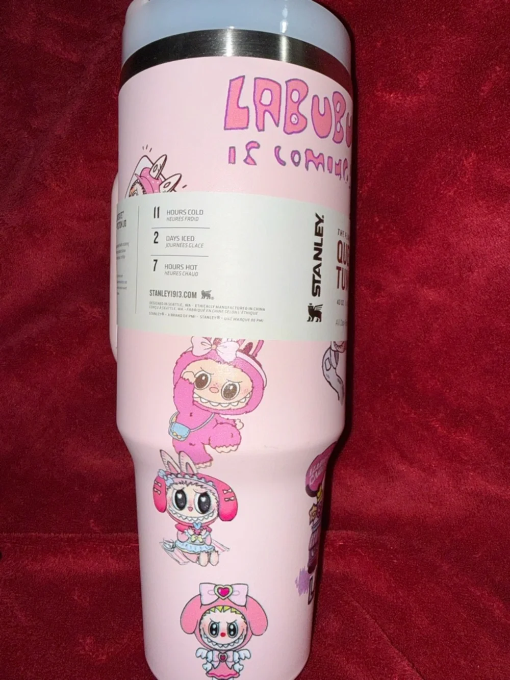 Stanley Quencher H2.0 40 oz. Pink Tumbler w/ The Monster & Character Art- New - Picture 4 of 6